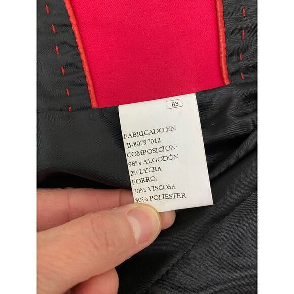 The Extreme Collection British Chic Size 38 Red Satin 2 Button Blazer - Picture 9 of 10